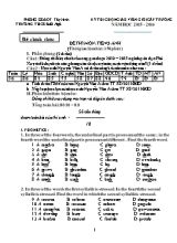 Đề chọn giáo viên giỏi cấp trường môn Tiếng Anh - Năm học 2015-2016 - Trường THCS Suối Ngô